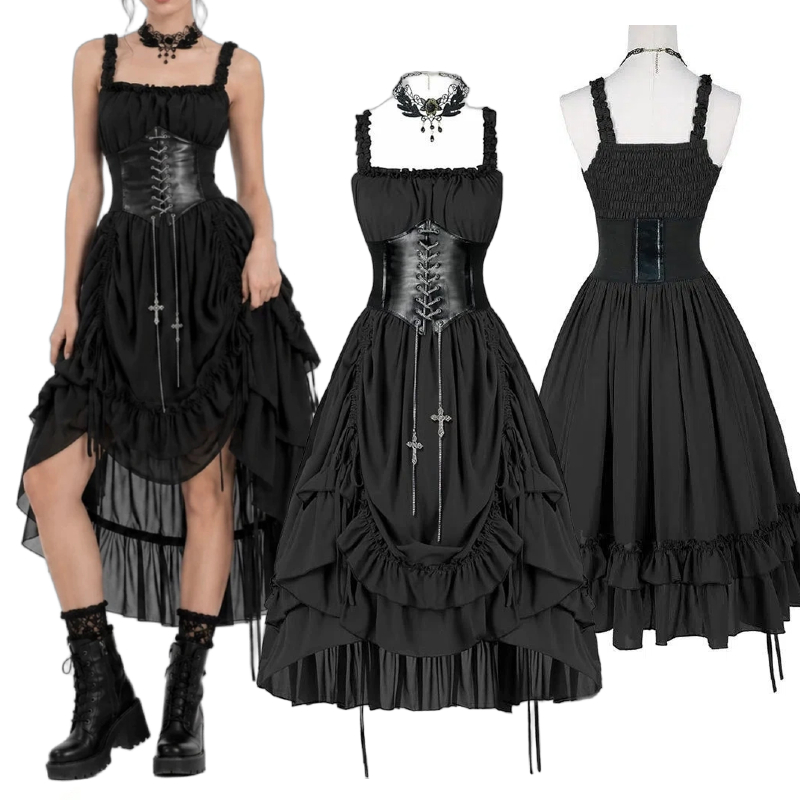 Women Gothic Dress Corset Slip - Vintage Fashion Dresses 评论和价格